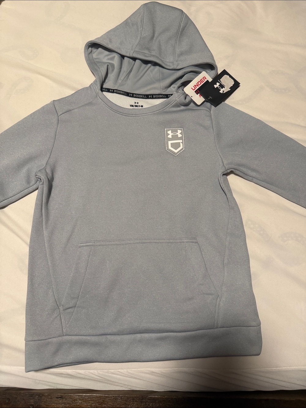 Under Armour Kids Light Grey Hooded Pullover Sweatshirt